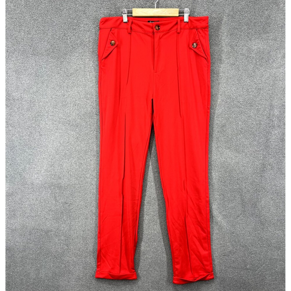 Flamingo Pants Womens 2XL Red Solid Slant Pocket High Rise Skinny‎ Stretch